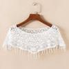 Pure Color Lace Shawl Lace Fake Collar Cape Cross Cloak Hollow Out Shawl  Spring Autumn