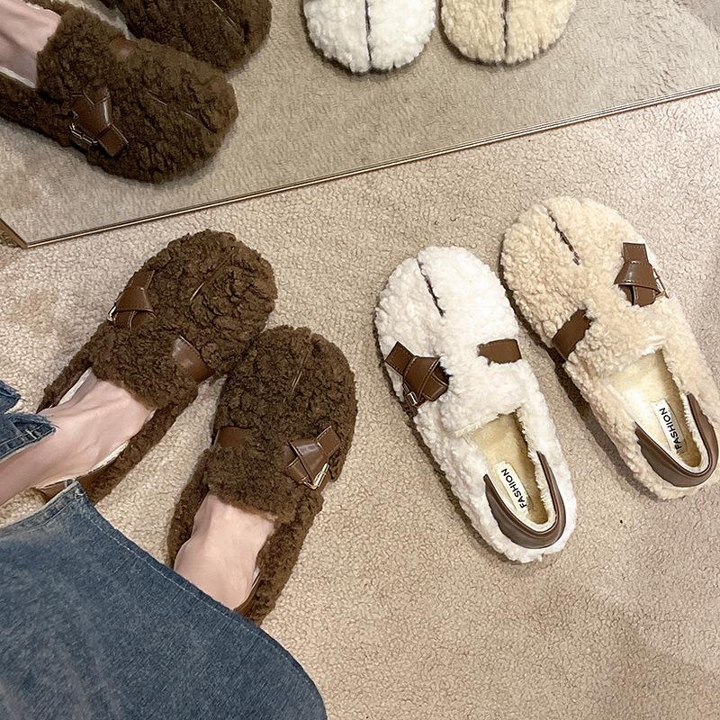 Обувь женская на плоской подошве мокасины с мехом с круглым носком осенние повседневные женские кроссовки платье мокасины осень-зима досуг пряжка ремешок флок резина
