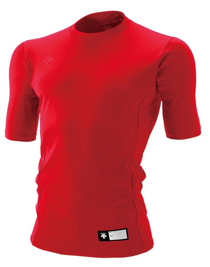 DESCENTE Junior Baseball Round Short Relaxed JSTD700 Undershirt, Neck, Sleeve, Fit, Red, 130cm,