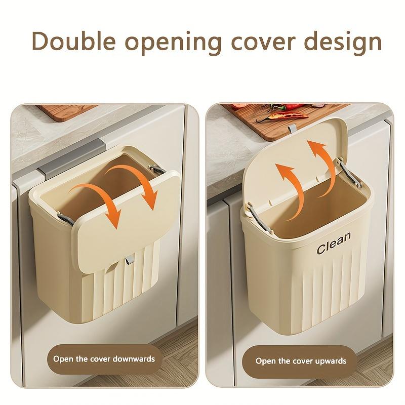 1 Kitchen Cabinet Door Hanging Trash Can, Hang or Stick, Kitchen Bathroom Accessories, Home Organization and Cleaning Supplies
