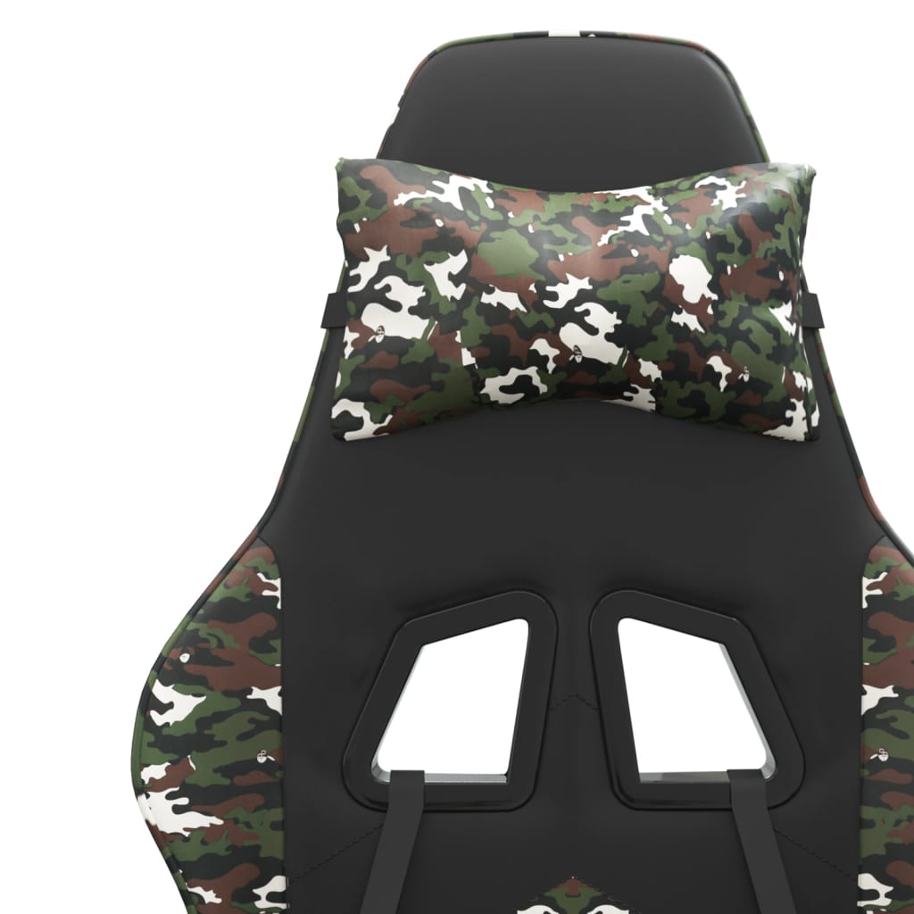 Gaming Chair in Black and Camouflage Synthetic Leather