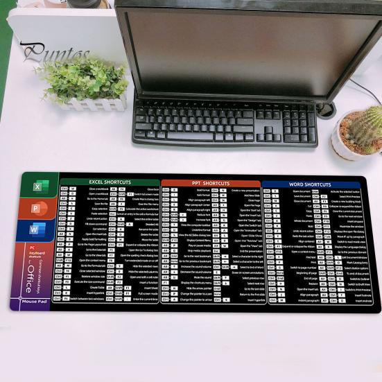 30x80 см большой компьютерный коврик для мыши портативный водонепроницаемый офисный Power Point Excel Word сочетания клавиш настольный коврик нескользящий резиновый настольный коврик для мыши ПК