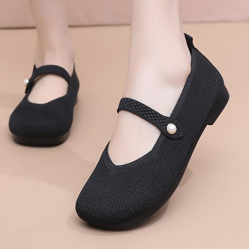Обувь женская 2025 весна и лето новая дышащая износостойкая легкая обувь для мамы мягкая подошва нескользящая удобная обувь женская на одной педали