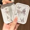 Складное зеркало для макияжа Butterfly Flip-Top, портативное карманное зеркало для женщин, прямоугольное косметическое зеркало с расческой