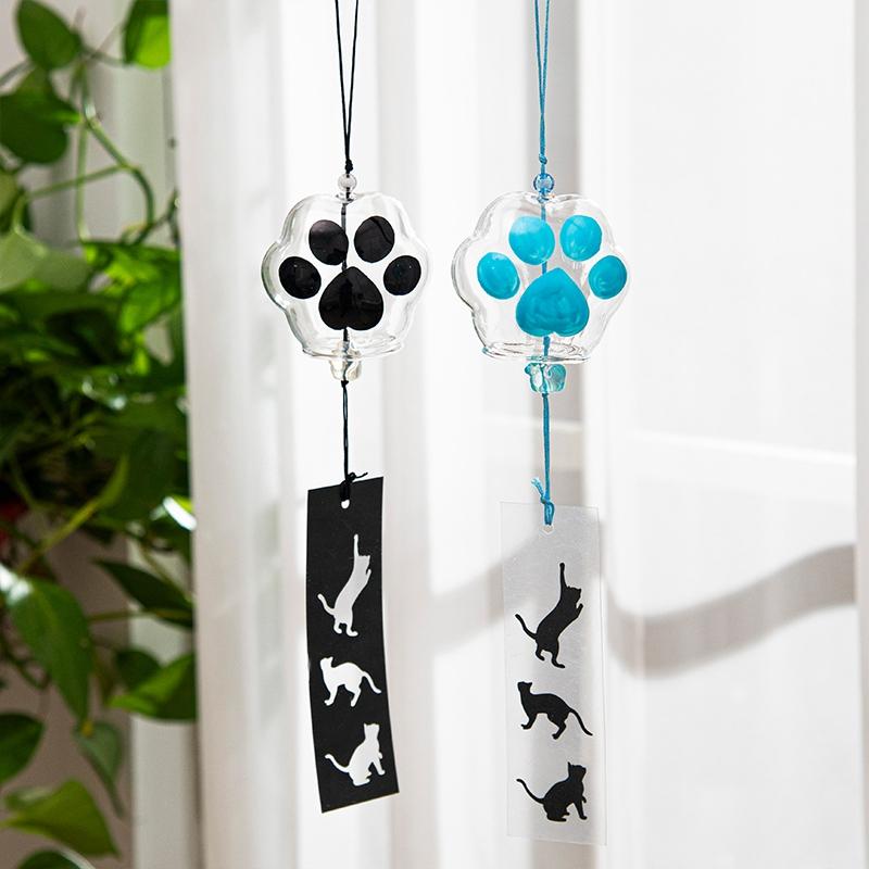 Cat Paw Wind Chimes Japanese Glass Wind Chime Home Garden Hanging Pendant Wall Hanging Decor Diy Gift for Guests Wind Bells