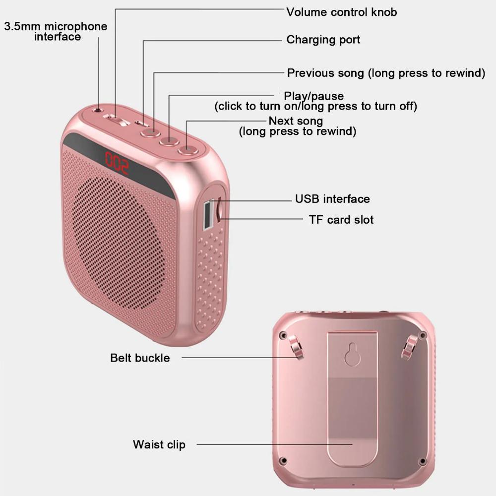 5 Вт 2200 мАч Усилитель голоса Многофункциональный портативный персональный голосовой динамик с дисплеем микрофона для речи учителей