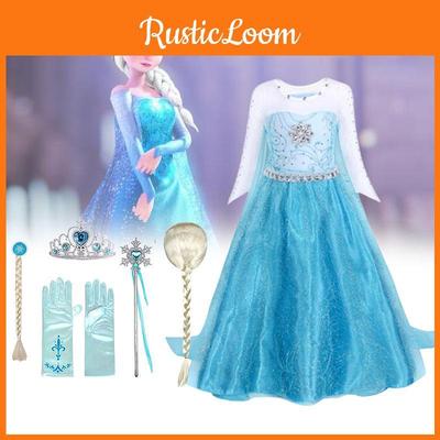 Платье принцессы Эльзы для девочек, костюм на Хэллоуин, детское сказочное платье