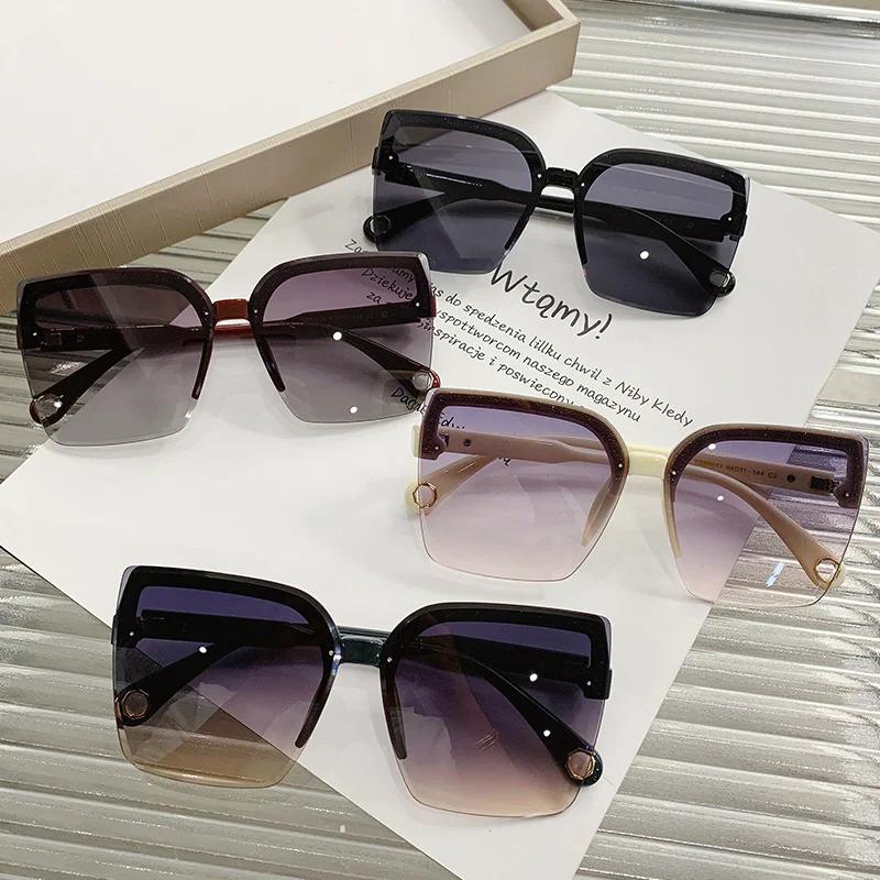 Large Sunglasses Man Woman Stylish Rimless Retro Square Sun Eyeglasses Eyewear Brand Designer UV400 Women Shades