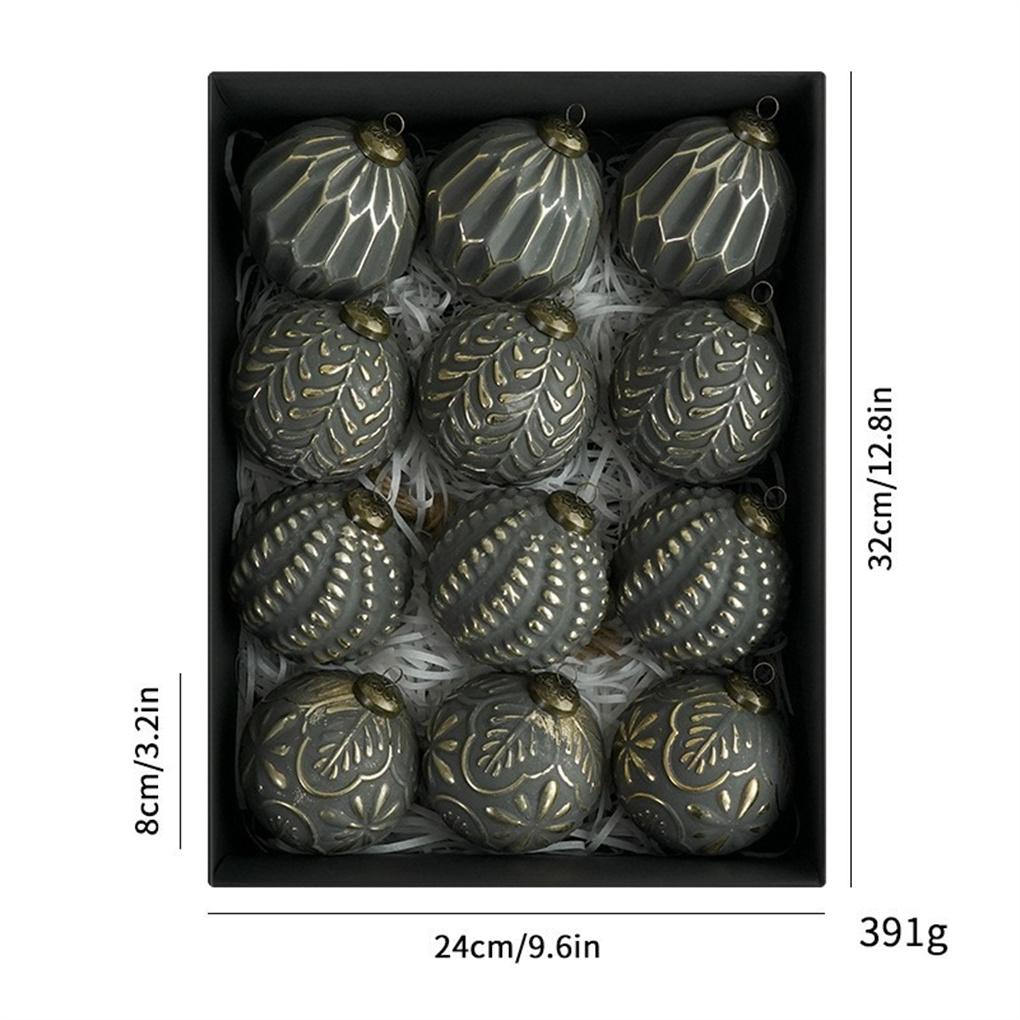 2025 12 шт. 8 см Рождественский шар-подвеска Небьющиеся Ретро Рождественские подвесные шары Многоразовые ПВХ Украшения для рождественской елки