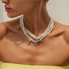 Simple Imitation Pearl Sea Star-shaped Collarbone Chain, Fashionable and Versatile Stacked Women Wearing Bow Necklaces