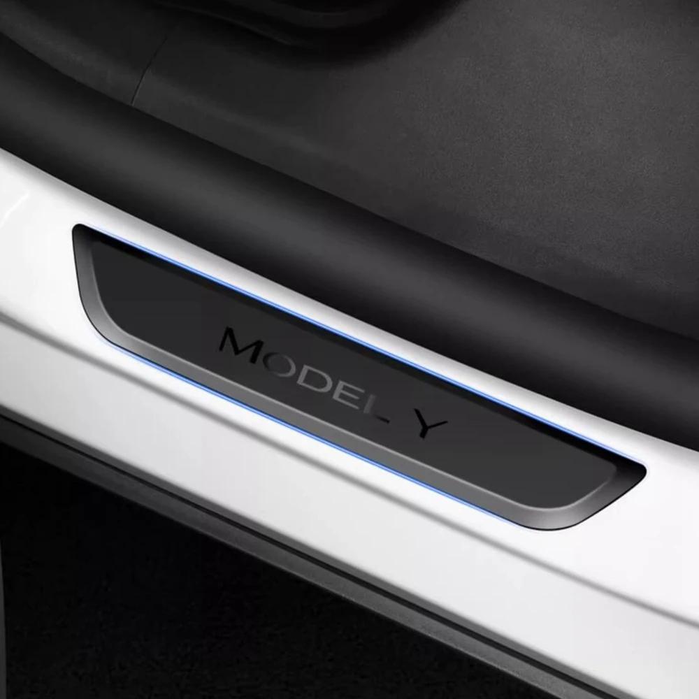 Door Sill Cover Protector For 2025 2026 Tesla Model Y Juniper Rear Welcome Pedal Guard Pad Anti-dirty Strip Interior Accessories