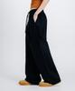 LEMAIN SECOND Linen-Like Elastic Waist Wide Pants [Black]