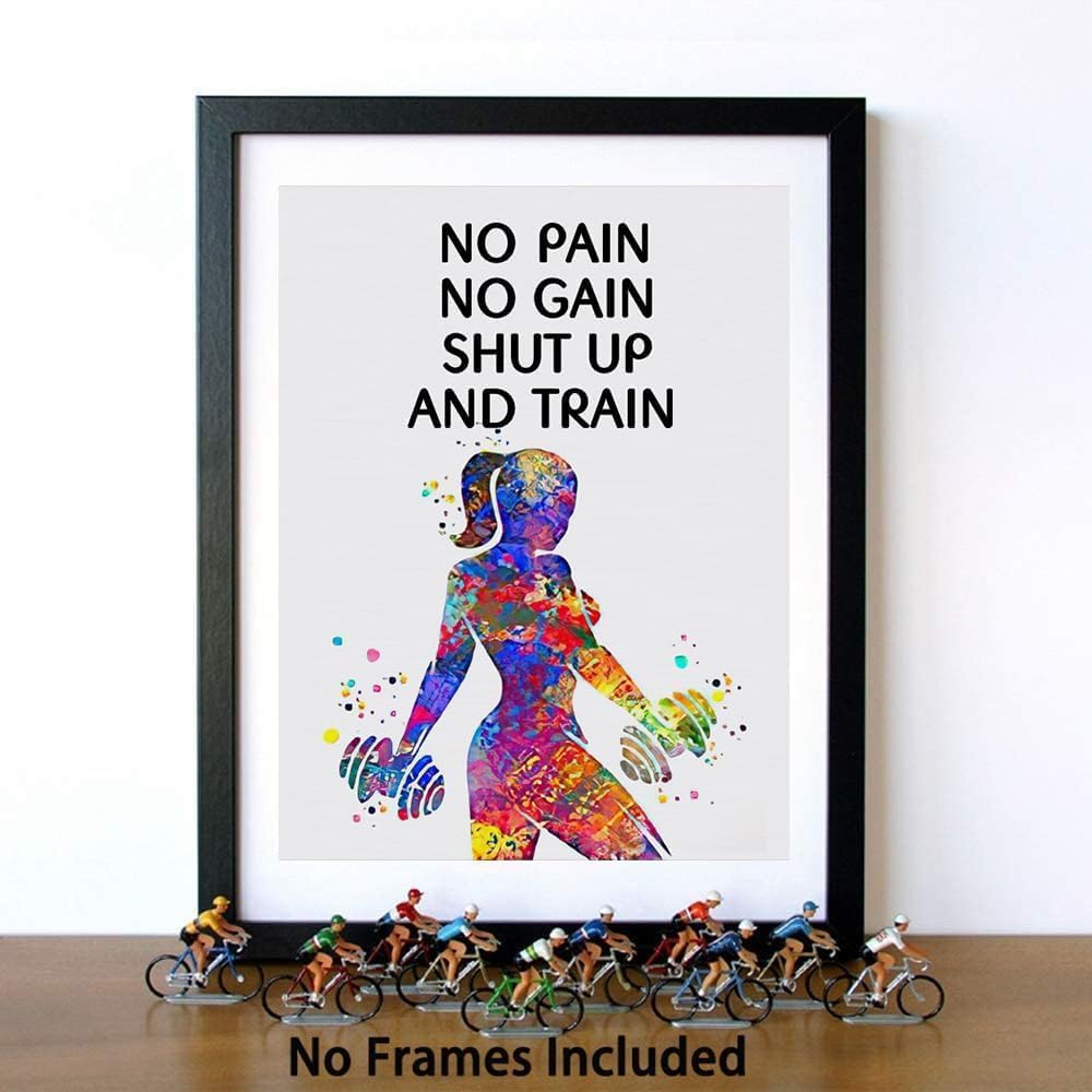 Watercolor Sports Fitness Poster,Sports Fitness Art Print,pirational quotes from the gym wall decoration,Training Practice Running Boxing
