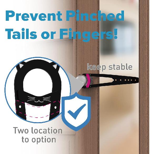 Cat Door Latch with Stabilizer, 7 Sizes Adjustable Cat Door Holder Latch to Keep Dog Out of Litter Box, Economical Alternative of Pet Gates and