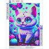 Set Rhinestone Painting Craft Kit Bright Color Cartoon Cat Pattern Picture Art Set