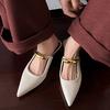 Pointed Thick Heel Half Tray 2025 Spring and Autumn Muller Slippers Half Slippers Low Heel Simple French Metal Women's Bag Head Sandals