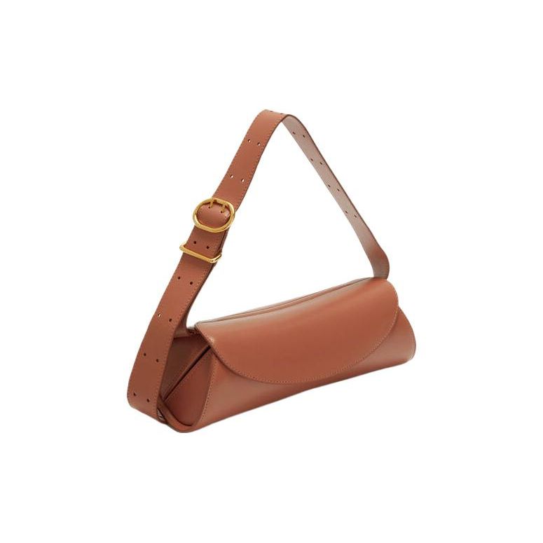 Jil Sander Cannolo Series Adjustable Shoulder Strap Magnetic Button Closure Leather Tote Shoulder Bag Women handbags Brown J07WD0023P4840904