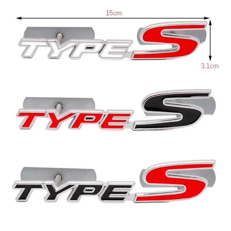 1Pc 3D Metal Type S Front Grill Car Emblem Rear Trunk Badge Sticker Decal For Civic Types CRV HRV Accord Fit Accessories