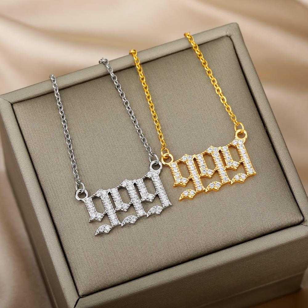 Angel Number Necklaces For Women 111 222 333 555 666 777 888 999 444 Devil Necklace Stainless Steel Pendant Men Bff Goth Jewelry