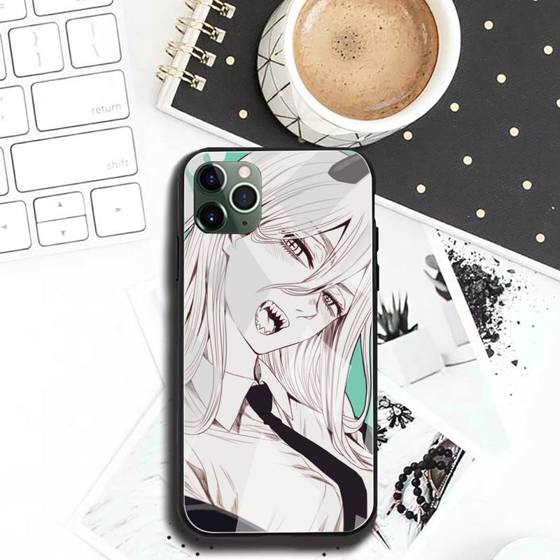 Chainsaw Man Makima Power Phone Case Tempered Glass For iPhone 12 11 Pro Max Mini XR XS MAX 8 X 7 6S 6 Plus SE 2020 Cover