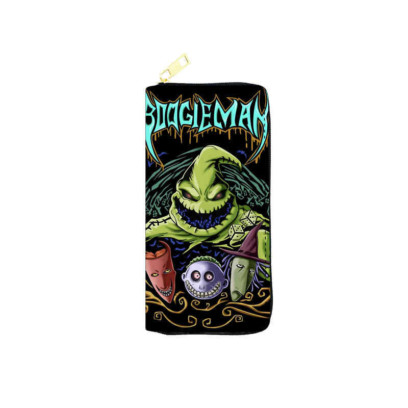 Nightmare Before Christmas PU Long Zip Wallet for Women Single Zipper Clutch Bag Makeup Pouch Jack Skellington Print 6pcs