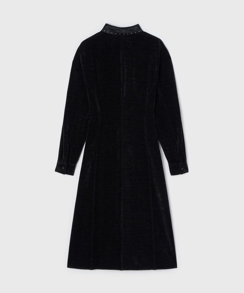 Yunse Studded Velvet Shirt Dress (Black)