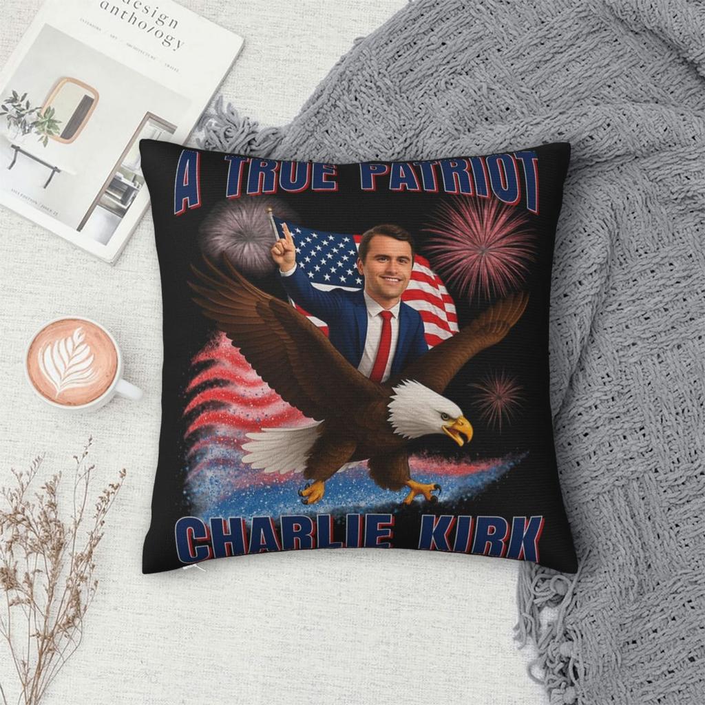Decorative Pillowcase Charlie Kirk A True Patriot Merchandise Car Pillow Case Cover Zipper Multi Size