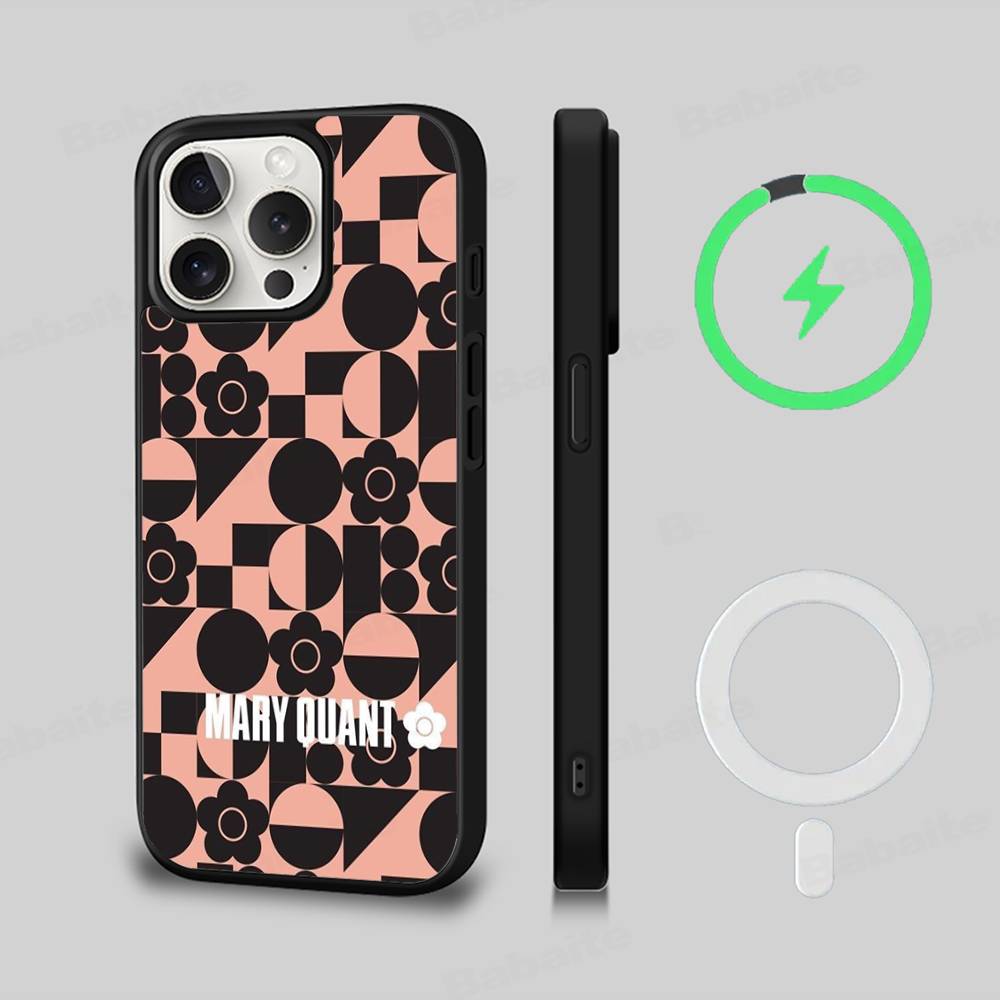 Модный Чехол для Телефона M-Mary-Q-Quants Для iPhone 17 Air 16 15 14 13 12 11 Pro Max Plus Для Беспроводной Зарядки Magsafe Cover