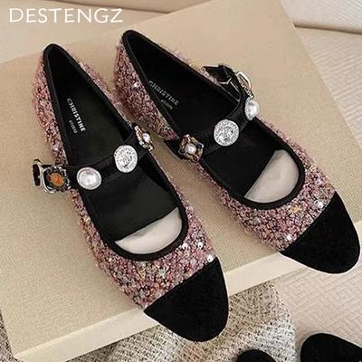 Балетки Женские Лоферы Обувь Кристалл Блеск Сандалии Женские Лето 2025 Новый Тренд Роскошные Элегантные Женские Туфли Платье Лолита Обувь Мухер