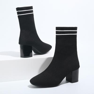 Модные новые ботильоны до середины голени из ткани с круглым носком для зимы, удобные элегантные ботинки для ходьбы большого размера для женщин