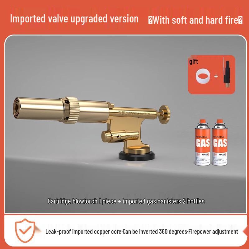 All Copper Flame Torch for Gas Cartridge - Handheld Blowtorch for Pig Hair Removal