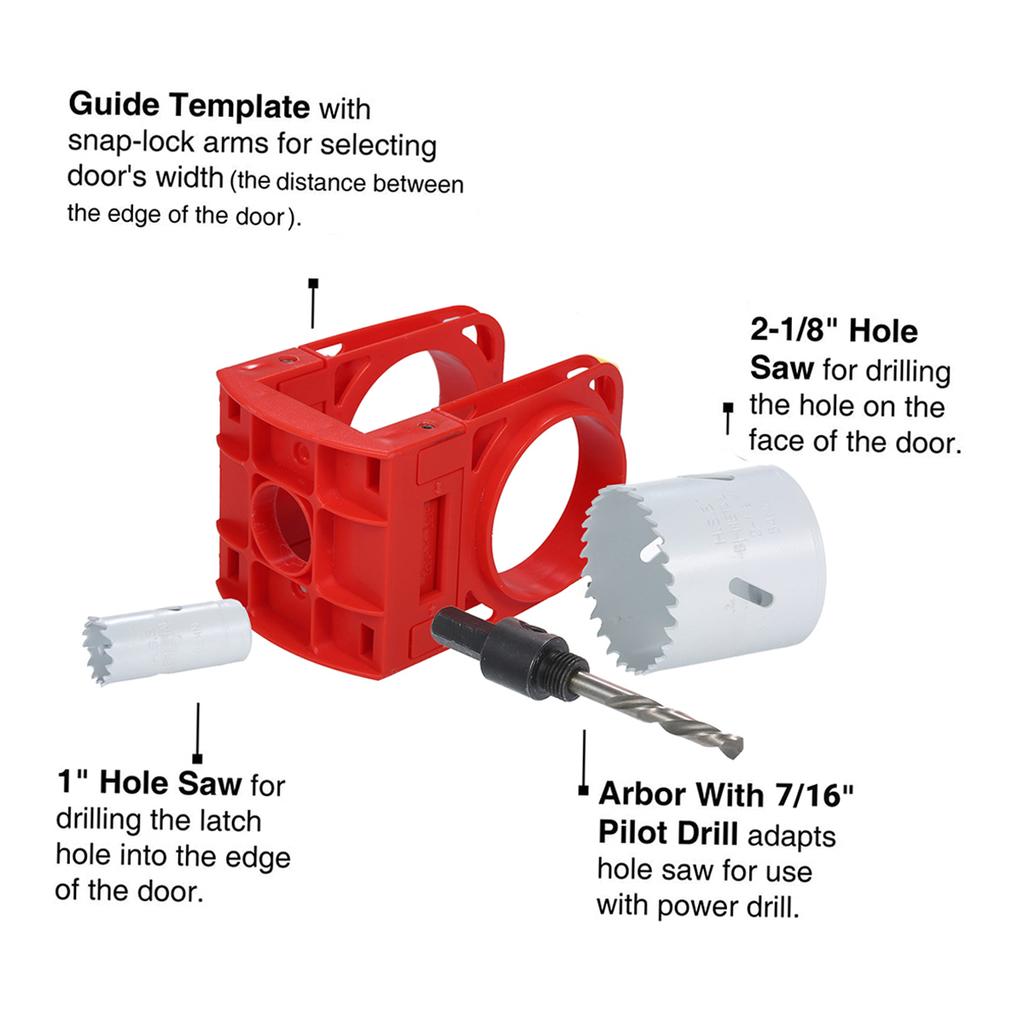 Комплект для установки замка с направляющим шаблоном для деревянных дверей