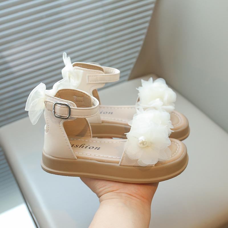 Сандалии принцессы для девочек в римском стиле, милые летние детские сандалии в повседневном стиле с открытым носком, элегантные детские сандалии-гладиаторы с толстым дном и бантом