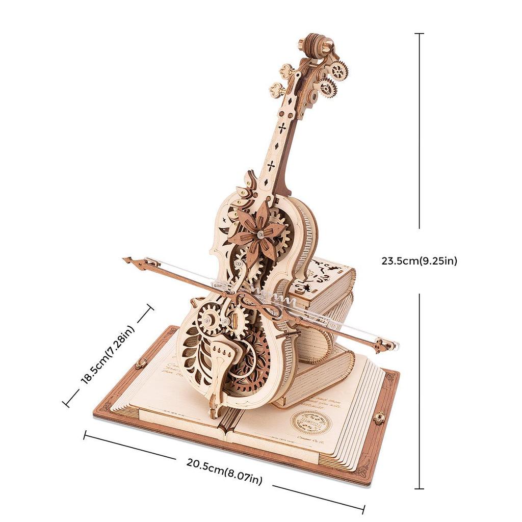 ROBOTIME AMK63 Magic Cello Adults 3D Puzzles -3D Wooden Puzzles for Adults - Wooden Music Box Puzzle to Build - Unique Music Gift Hobby Kits