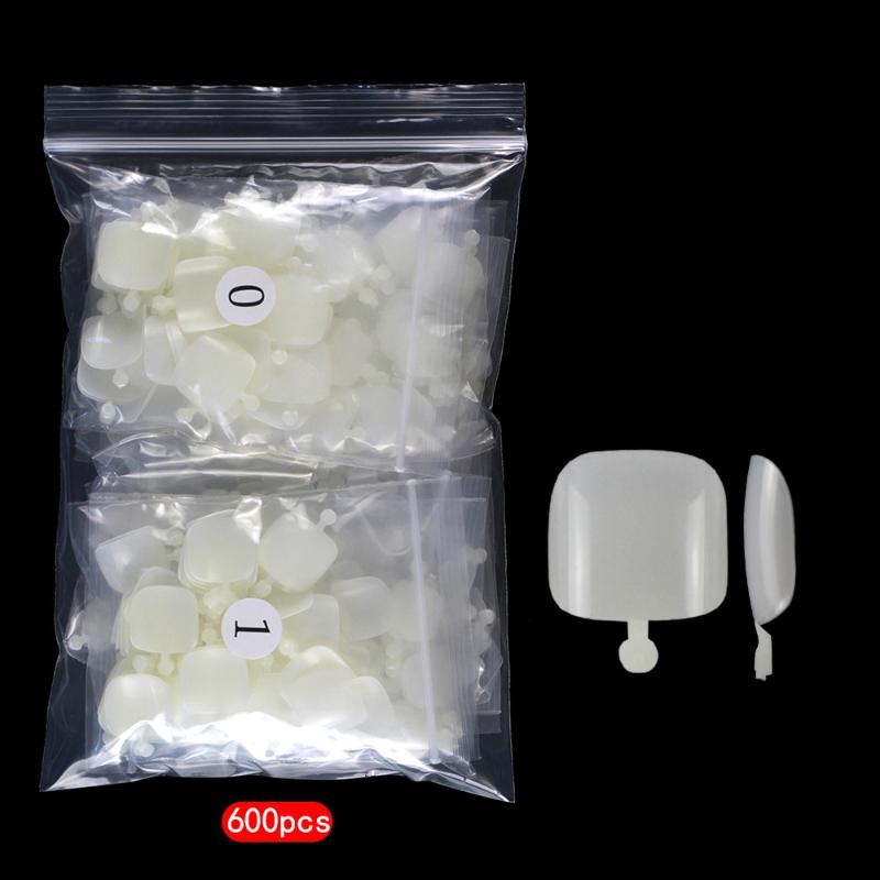600pcs 12 Sizes False Toe Nails Tips for Nail Salons DIY Nail Art Full Cover Artificial French Short Toenails