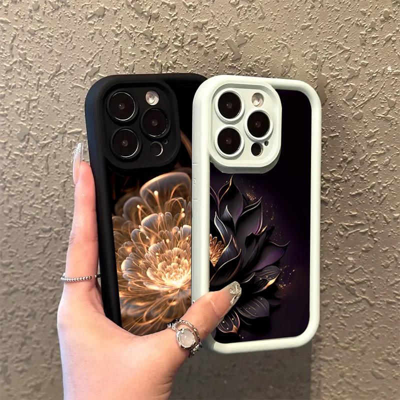 Роскошный чехол для телефона с узором «Цветок лотоса» для iPhone 17 16 15 14 13 12 11 Pro Plus Max 17 Air 16E X XR XS Мягкая силиконовая задняя крышка