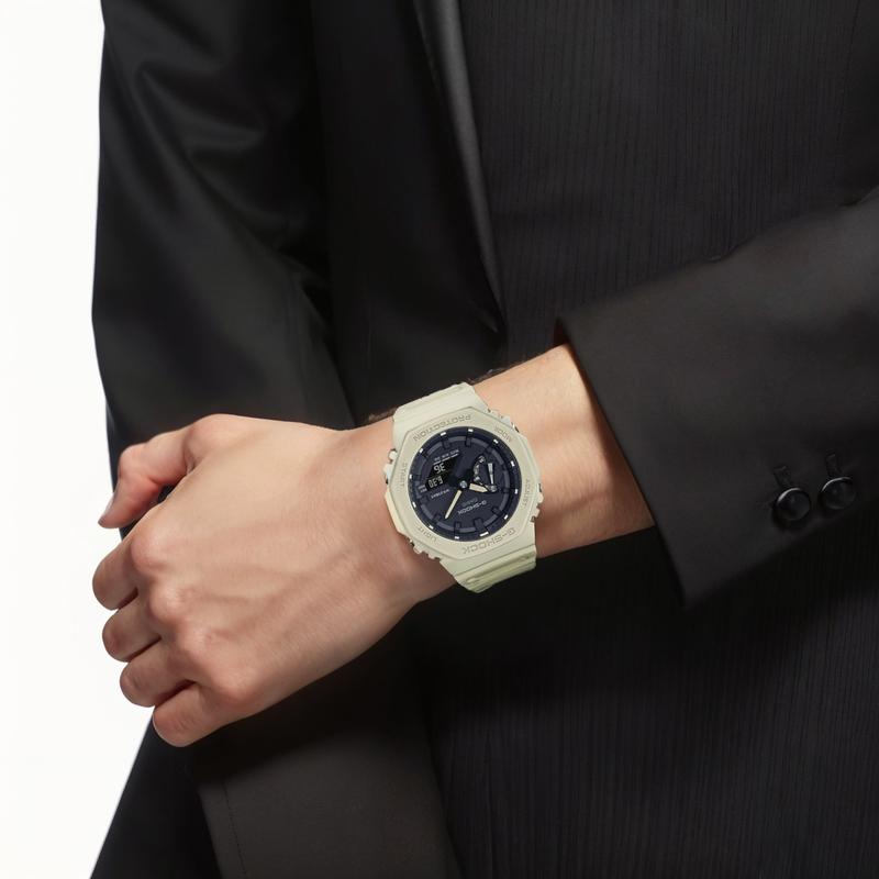 Casio G-SHOCK Серия YOUTH Тонкий Восьмиугольный Циферблат Двойной Дисплей Спортивные Бытовые Кварцевый Механизм Ремешок из Смолы Японские и Корейские Часы Мужские GA-2100-5APR
