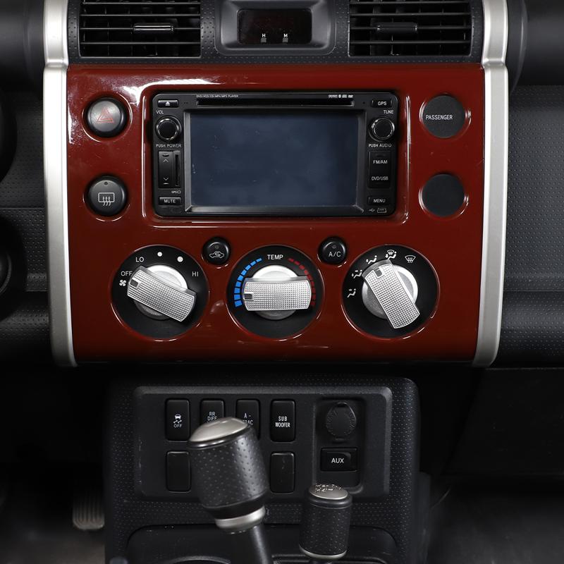 Для Toyota FJ Cruiser 2007-алюминиевый сплав, автомобильный переключатель кондиционера, декоративное кольцо, отделка кнопки управления переменным током