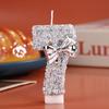 Digital Birthday Candle Silver Sequin Bow Party Decoration Creative 0-9 Number Candles Birthday Cake Plugin for Party Supplies