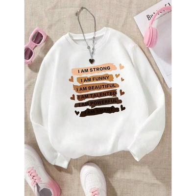 Повседневная мода уличная женская толстовка с принтом вдохновляющего слогана пуловер теплая мягкая толстовка с капюшоном свободный флис с круглым вырезом женская одежда