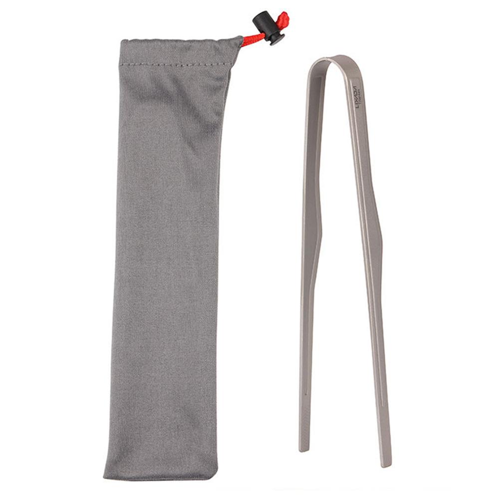 Lixada Titanium Tongs Clip with Spork BBQ Grilling Tool Lightweight Outdoor Camping Backpacking Hiking Cookware