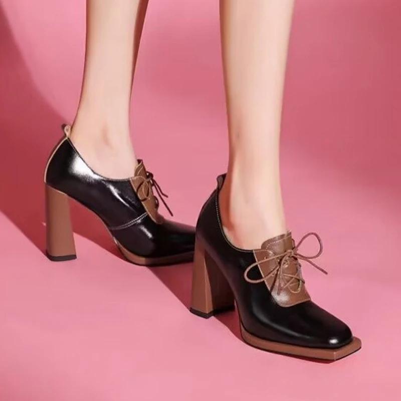 Туфли на очень высоком каблуке женские из искусственной кожи, массивные, элегантные, женские, 2024, трендовые, дизайнерские, туфли-лодочки Mujer Zapatillas