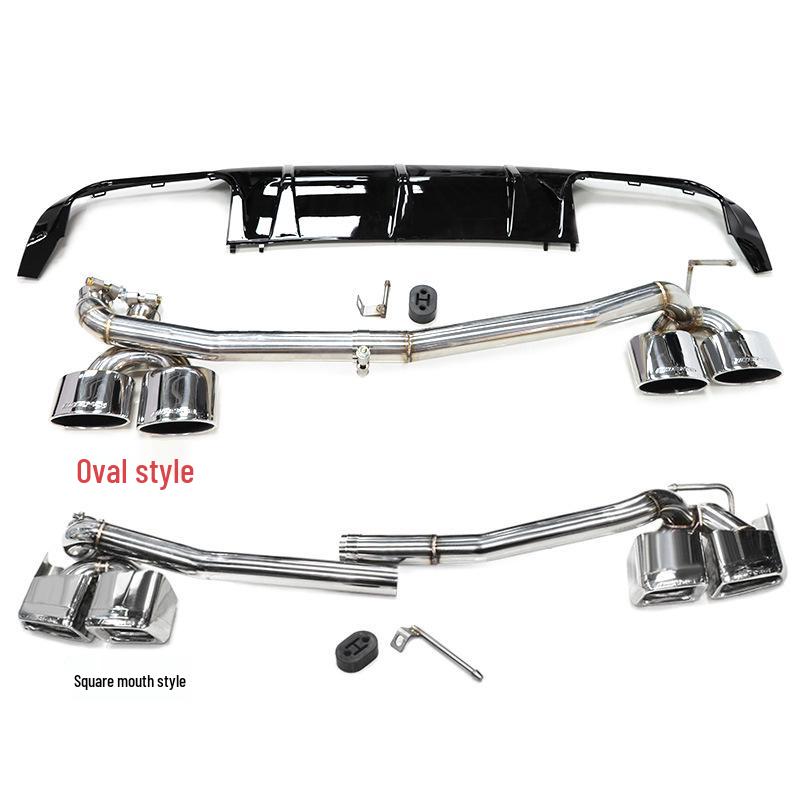 Compatible with Mercedes W204 C180 C200 C260 C-Class Dual-Quad C63 AMG Style Exhaust Diffuser & Tailpipes.