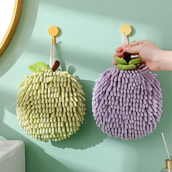 Полотенце для рук из шенилла с ремешком для подвешивания, хорошо впитывающее воду мягкое сверхтонкое волокно, утолщенная тряпка, устойчивая к пятнам, многоразовая для уборки кухни и ванной комнаты