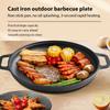 Multifunctional Cast Iron Frying Pan Non-stick Pan for Pizza Barbecue Pancakes Steak Compatible with All Cookers for Home Outdoo