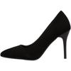 High Heels Women's Spring and Autumn New Black Thin Heels Pointed Light Mouth Suede Professional Shoes Etiquette Shoes