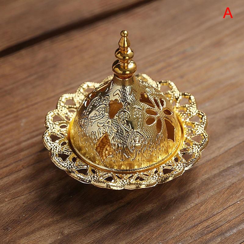 1PC Incense Burner Hollow Golden Tower Oil Burner Arab Style Censer Holder For Home