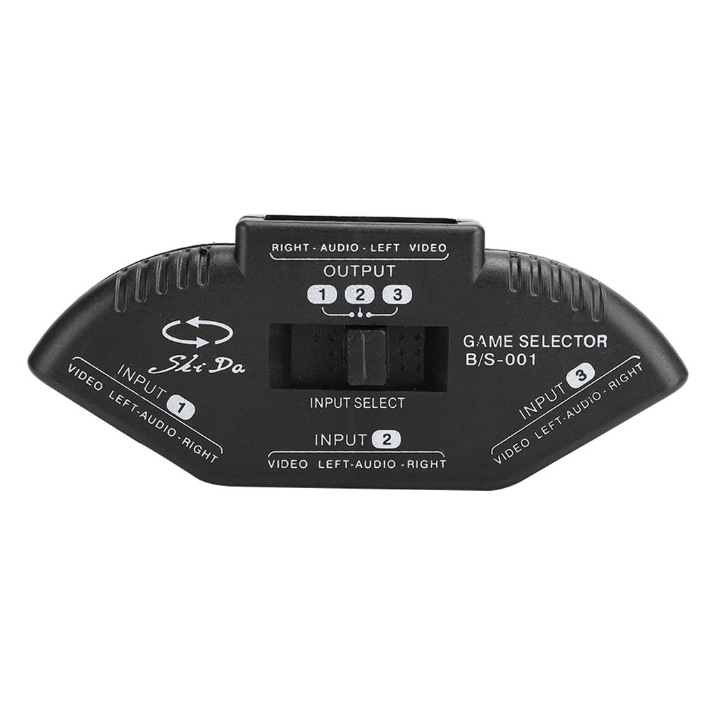 3 In 1 Out Video Splitt Black Selector with AV Cable for DVD VCD VCR