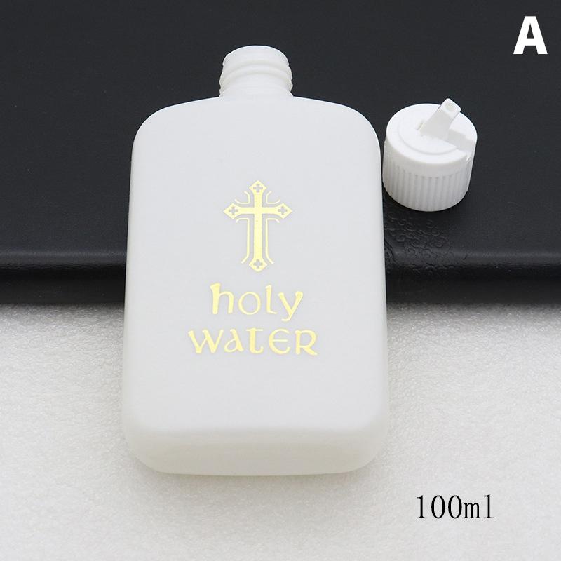 250/60/100Ml Refillable Holy Water Bottle Gold Cross Plastic Container With Screw Lid Christian Easter Party Church Supplies