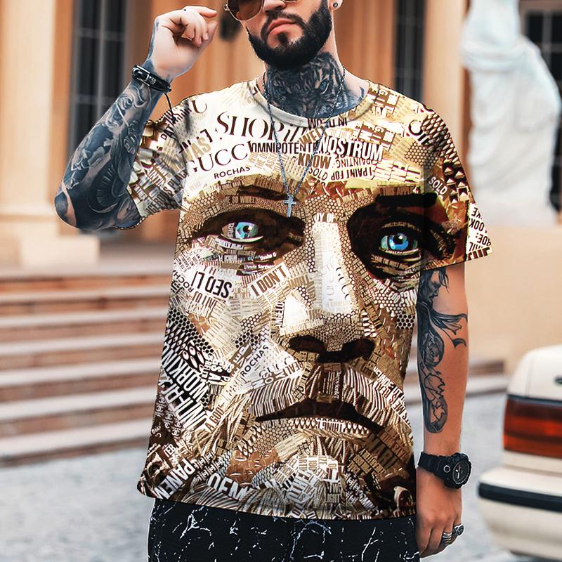 Portrait Mosaic Combination Men's High-end 3D Printed T-shirt 100% Leica Polyester High-end Custom Comfortable Fabric Tees Top